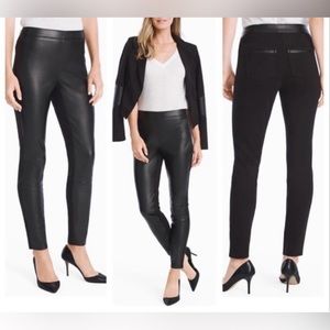 WHBM Faux Leather Leggings With Ponte Back & Leather Front